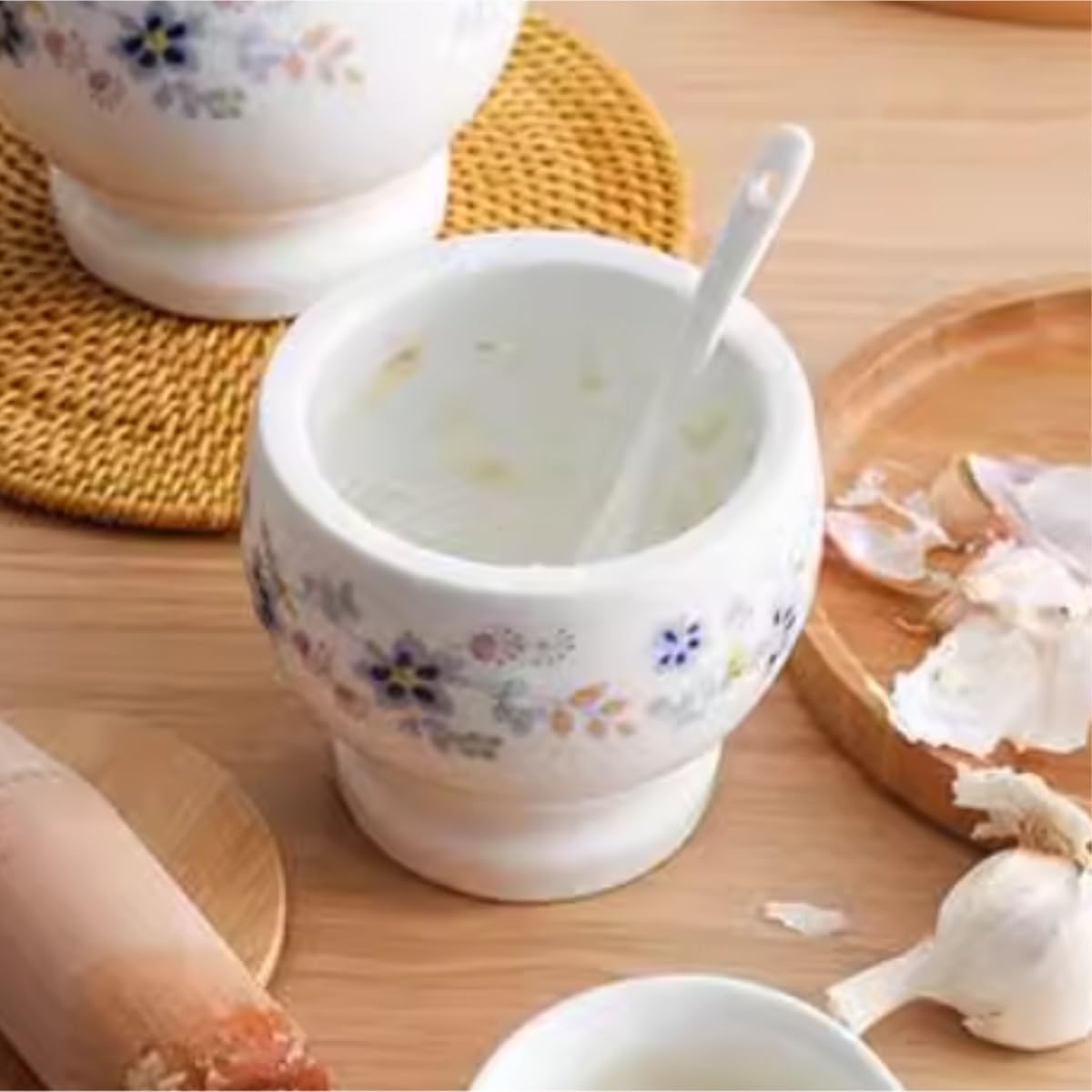 Mortar Pestle Set Garlic Paste Artifact Household Stone Mortar Ceramic Grinder Pounder Pounding Pestle Set Kitchen Grinder