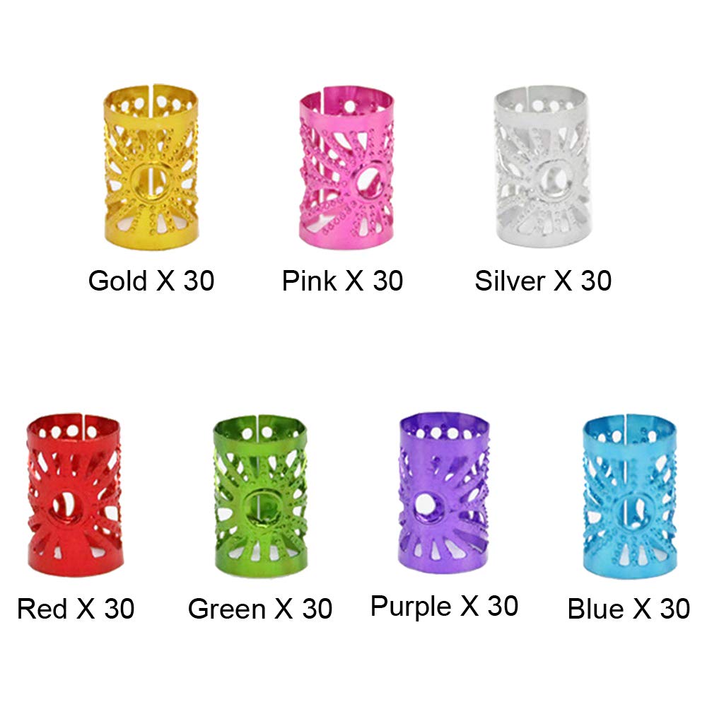 90 Pezzi Anelli Capelli In Alluminio - Per Dreadlock E Trecce, 6 Stili Diversi - Foto 4