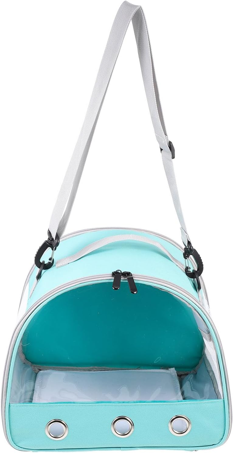 Small Animal Carrier Bag with Strap, Breathable Guinea Pig and Hamster Travel Tote, Portable Small Pet Carrying Cage for Rabbits and Rats, Green 30x25x25cm