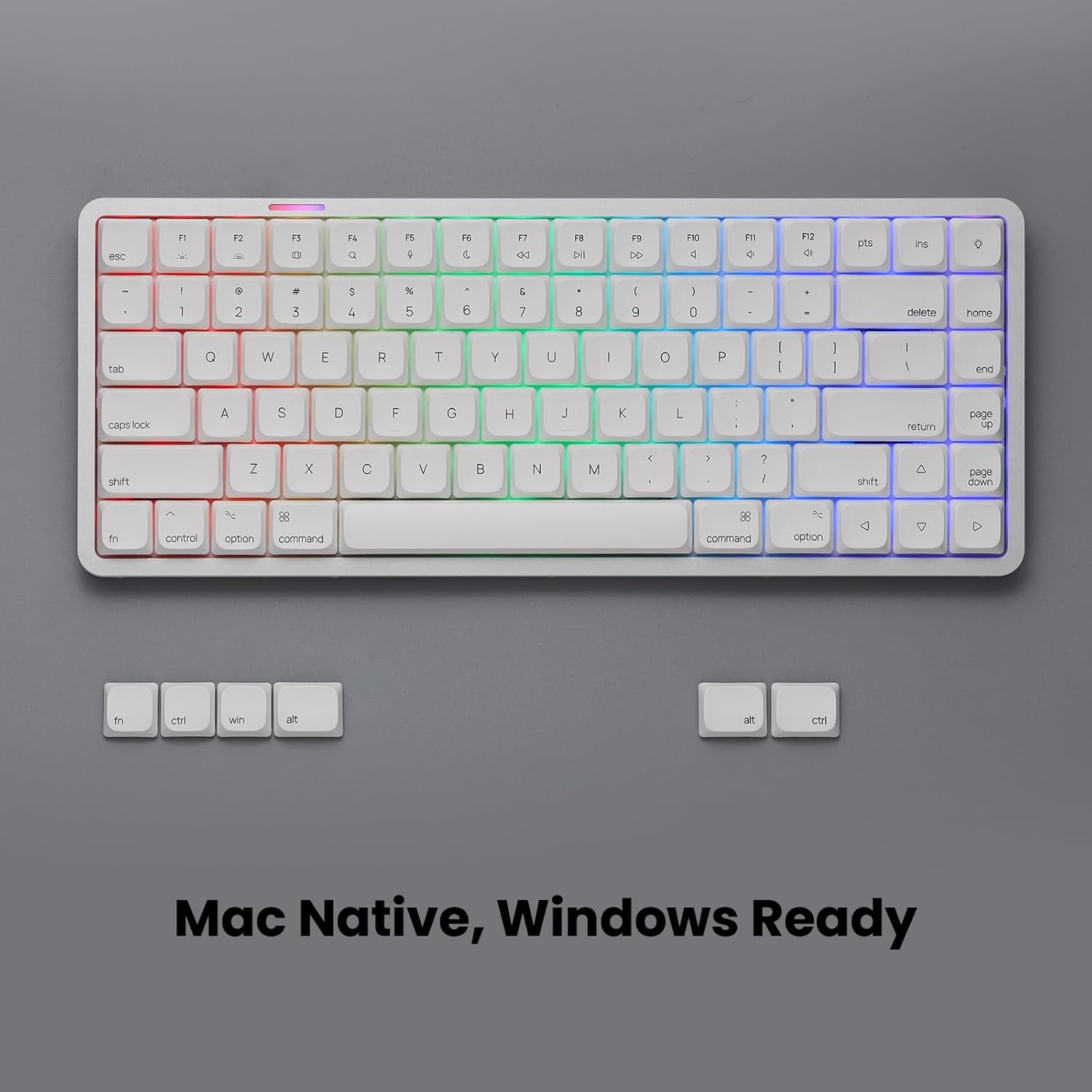 Akko Air 01 Low Profile Wireless Mechanical Keyboard RGB Backlit, Hot Swappable Native Mac Layout 2.4GHz/Wired/BT Aluminum Gaming Keyboard, Cloudy White, Kailh Cloud Switch