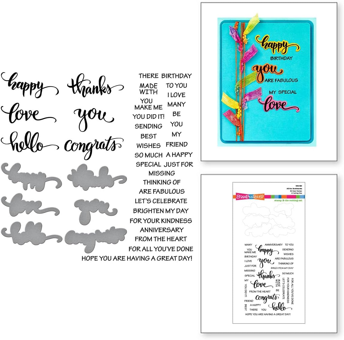Spellbinders SDS-190 All The Sentiments Clear Stamp & Die Set from The All The Sentiments Collection by Stampendous