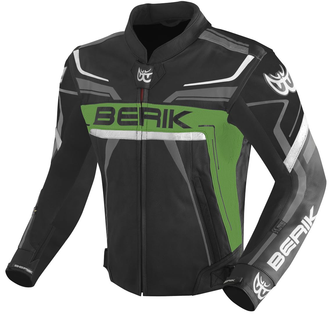 Berik Absolute Race Skórzana kurtka motocyklowa, czarny/zielony/antracytowy, 48