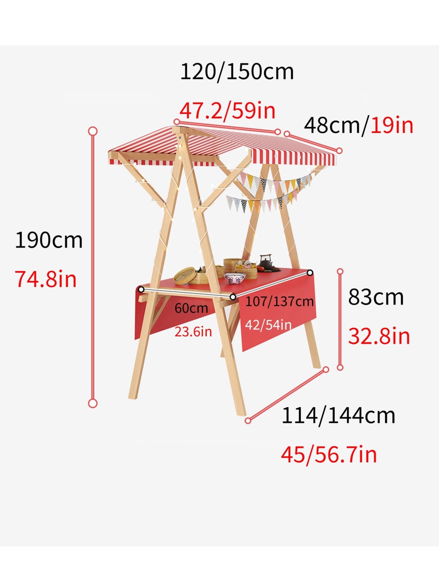 Stand portatile con baldacchino | Carrello pieghevole per venditori per fiere artigianali, eventi all'aperto