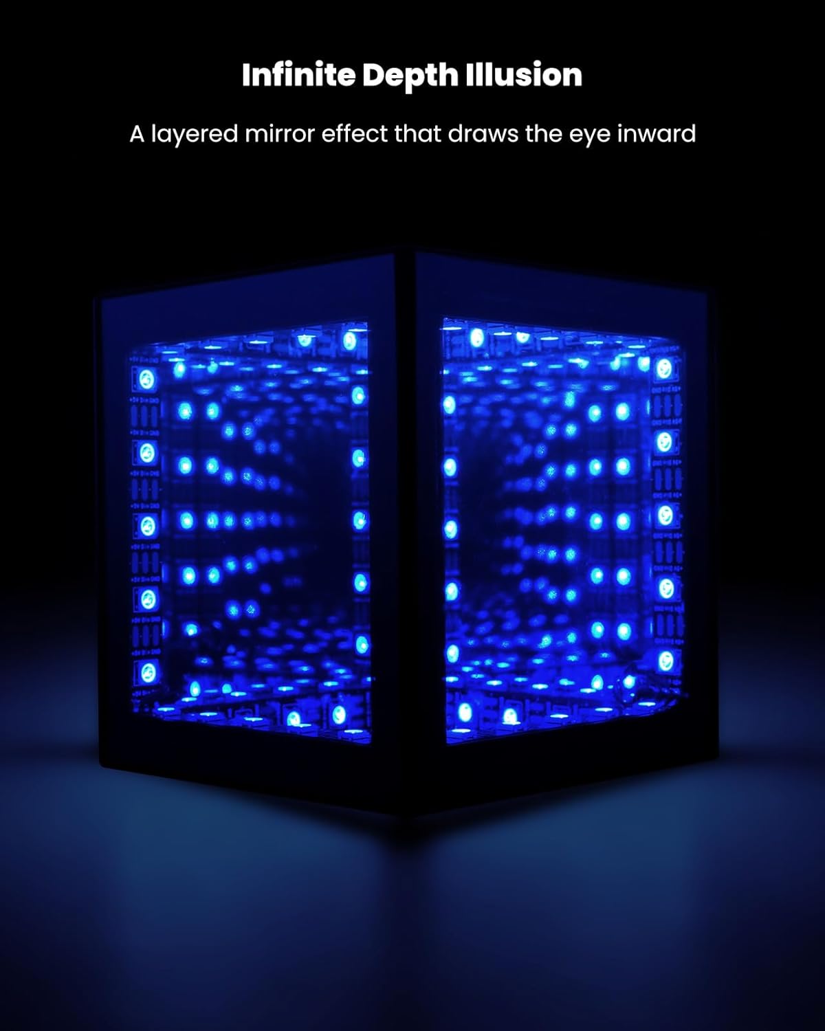 Nobiggie Infinity Mirror Cube Ambient Lighting, 3D Deep Space RGB LED Mood Light with Music Rhythm Sync, Futuristic Hypercube Decor for Home, Bedroom & Living Room (Space Black, Mini - 4.4 Inch)