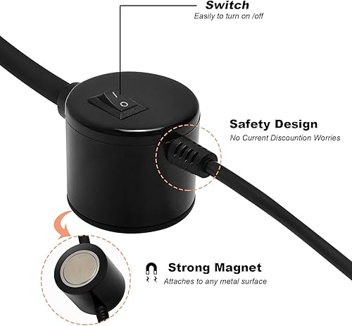 Miniatura 3 de Luz para máquina de coser, base magnética, luz de trabajo LED con cuello de cisne flexible para máquina de coser, taladradoras, bancos de trabajo