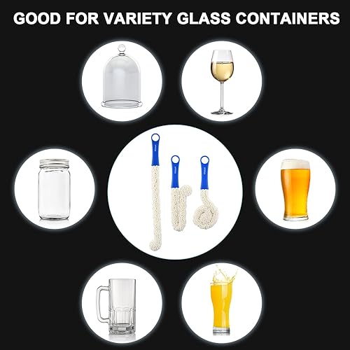 Miniatura 6 de Limpiador de botellas de 16.7 pulgadas, cepillo de espuma largo flexible, herramientas de limpieza para cachimbas, jarrones, decantadores, botellas