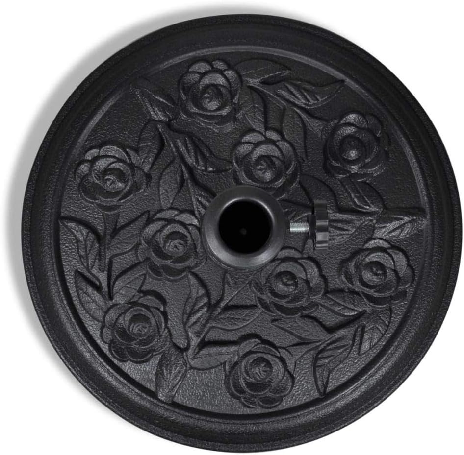 Cast Iron Effect Bronze Garden Parasol Base Outdoor Floral Design Umbrella Stand for Garden Decking and Patios Round 20 lbs