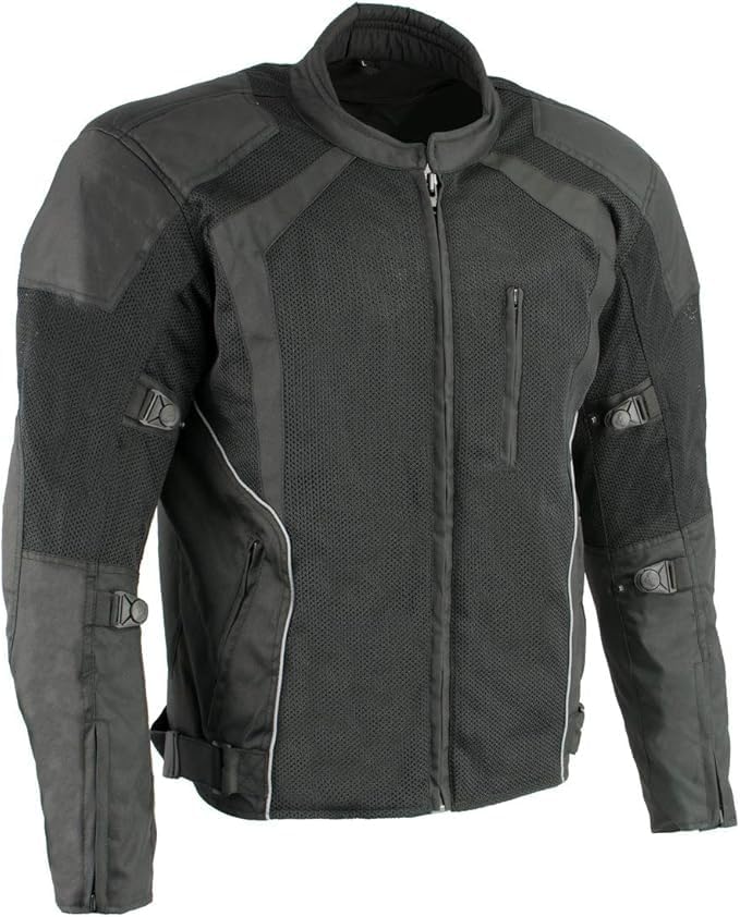 Milwaukee Leather Black Armored MPM1793 Mesh Motorcycle Jacket fo...