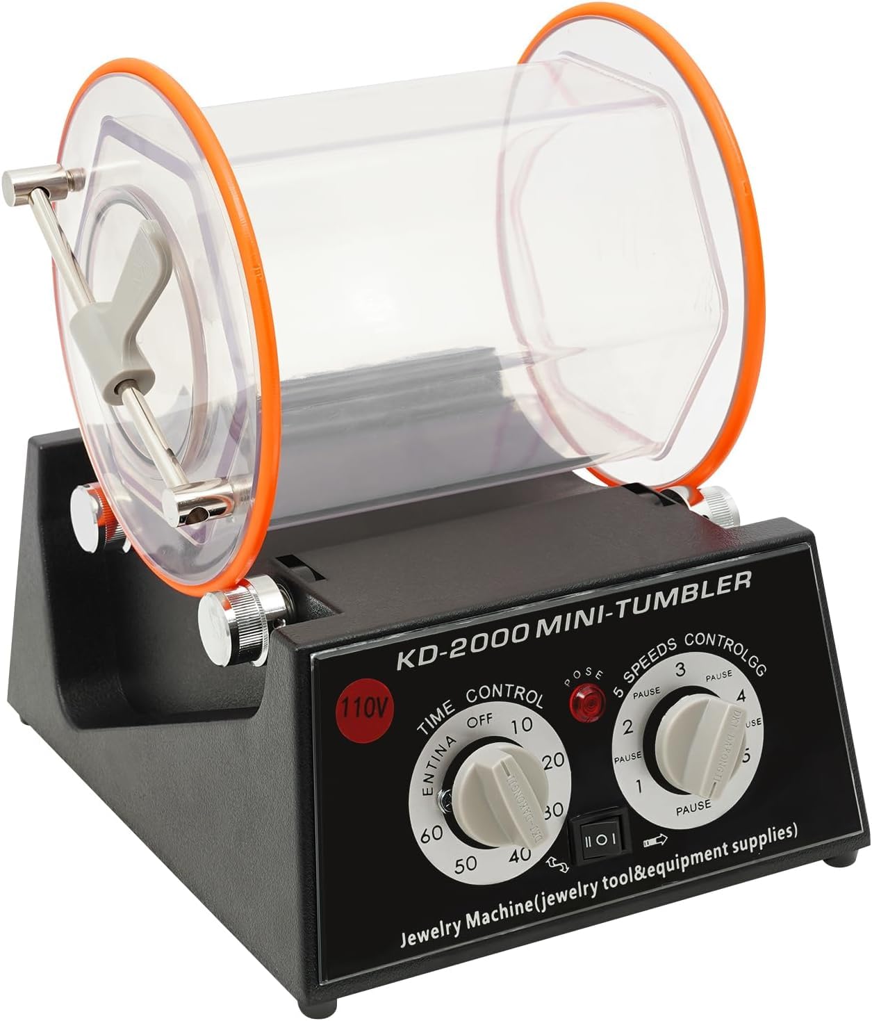 VILA SMO 60w Roller Polishing Machine, Jewelry Polisher Finisher, Pure Copper Motor With Polishing Beads, 5-speed Timing For Jewelry Coins Hardware.