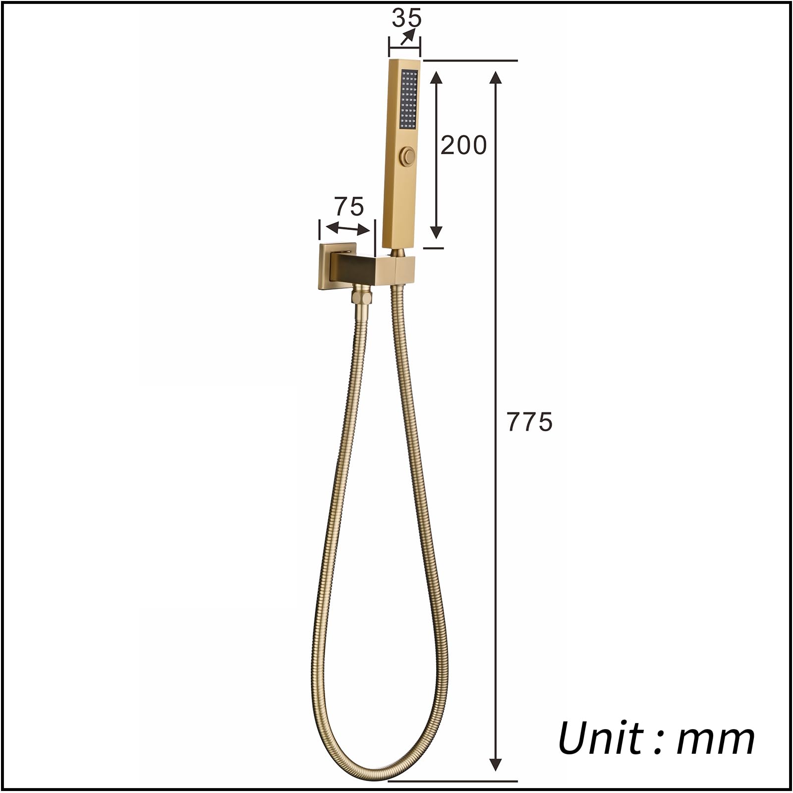 Alcachofa de ducha dorada cepillada con 2 modos de función, alcachofa de ducha con manguera de ducha de 1,5 m, soporte orientable para alcachofa