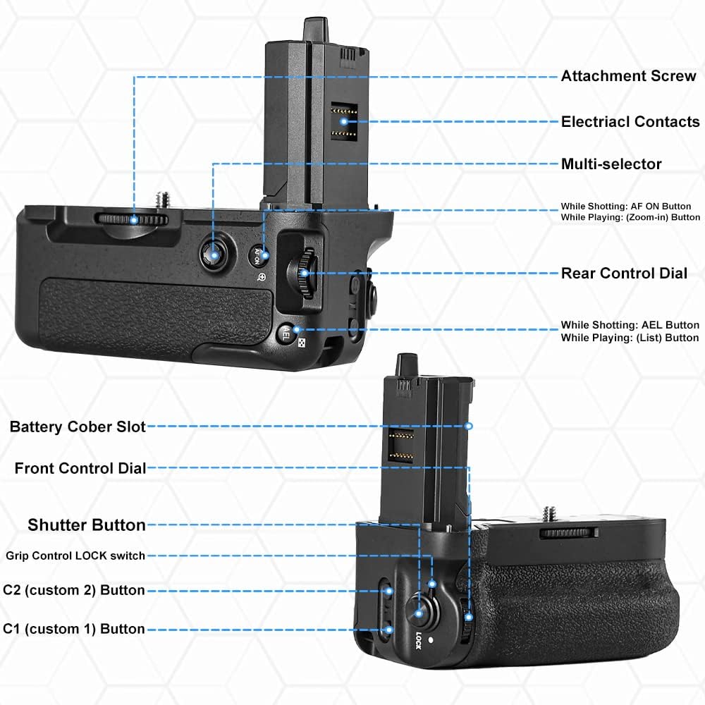 DSTE VG-C4EM Vertical Battery Grip Compatible with Sony A7R IV, A7R V, A7 IV, A9 II, A7SIII, A1, A7SM3, A7RM4 Camera, Using NP-FZ100 Battery (Not Included)
