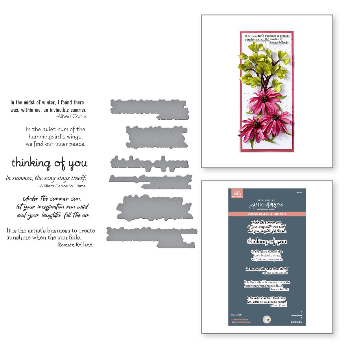 Spellbinders Summer Solstice Garden Sentiments BetterPress Plate & Die Set from the Summer Solstice Garden Collection by Susan Tierney-Cockburn