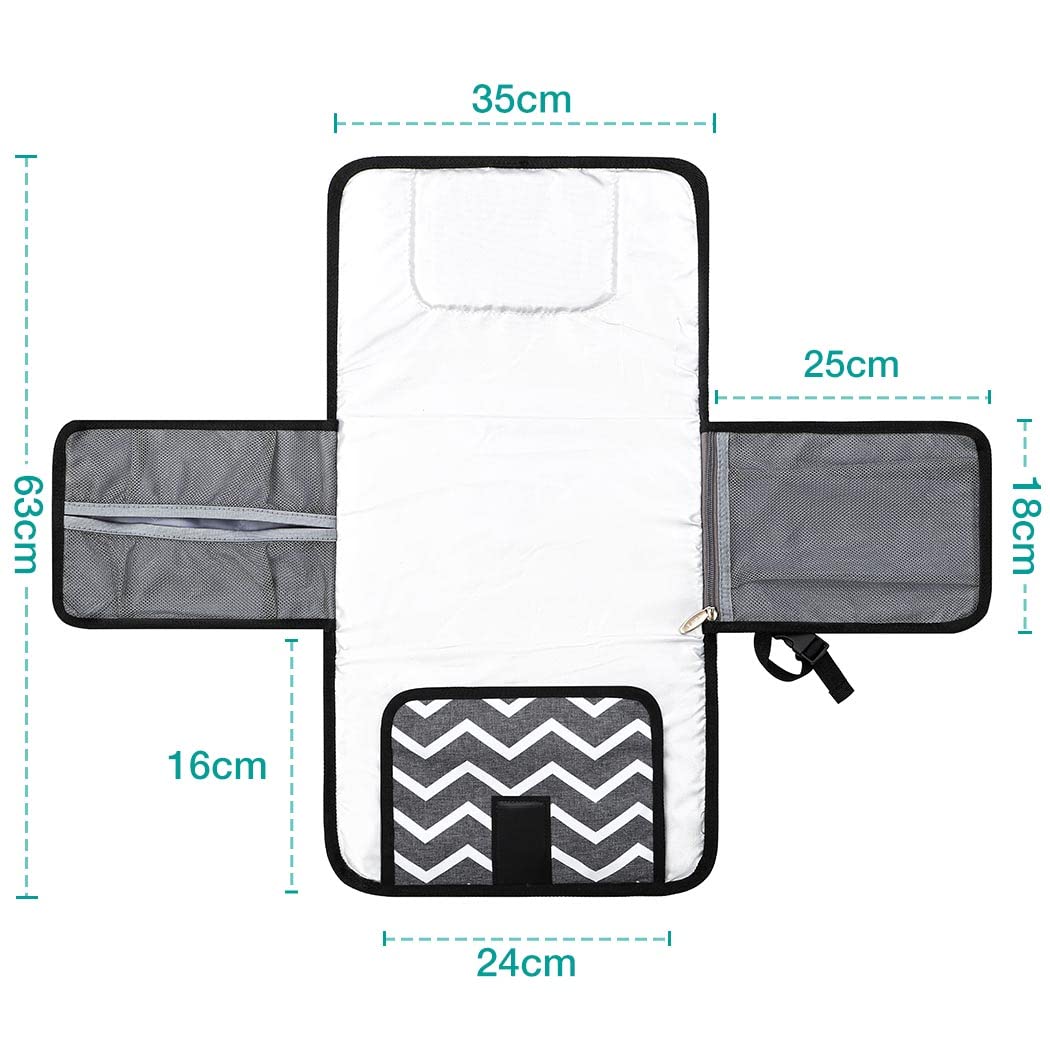 Lekebaby Fasciatoio Portatile Neonato – Fasciatoio Neonato Portatile Impermeabile e Imbottito per Viaggi e Outdoor, Fasciatoio da Viaggio Pratico con 3 Tasche, Comodo e Lavabile, Regali Neonato