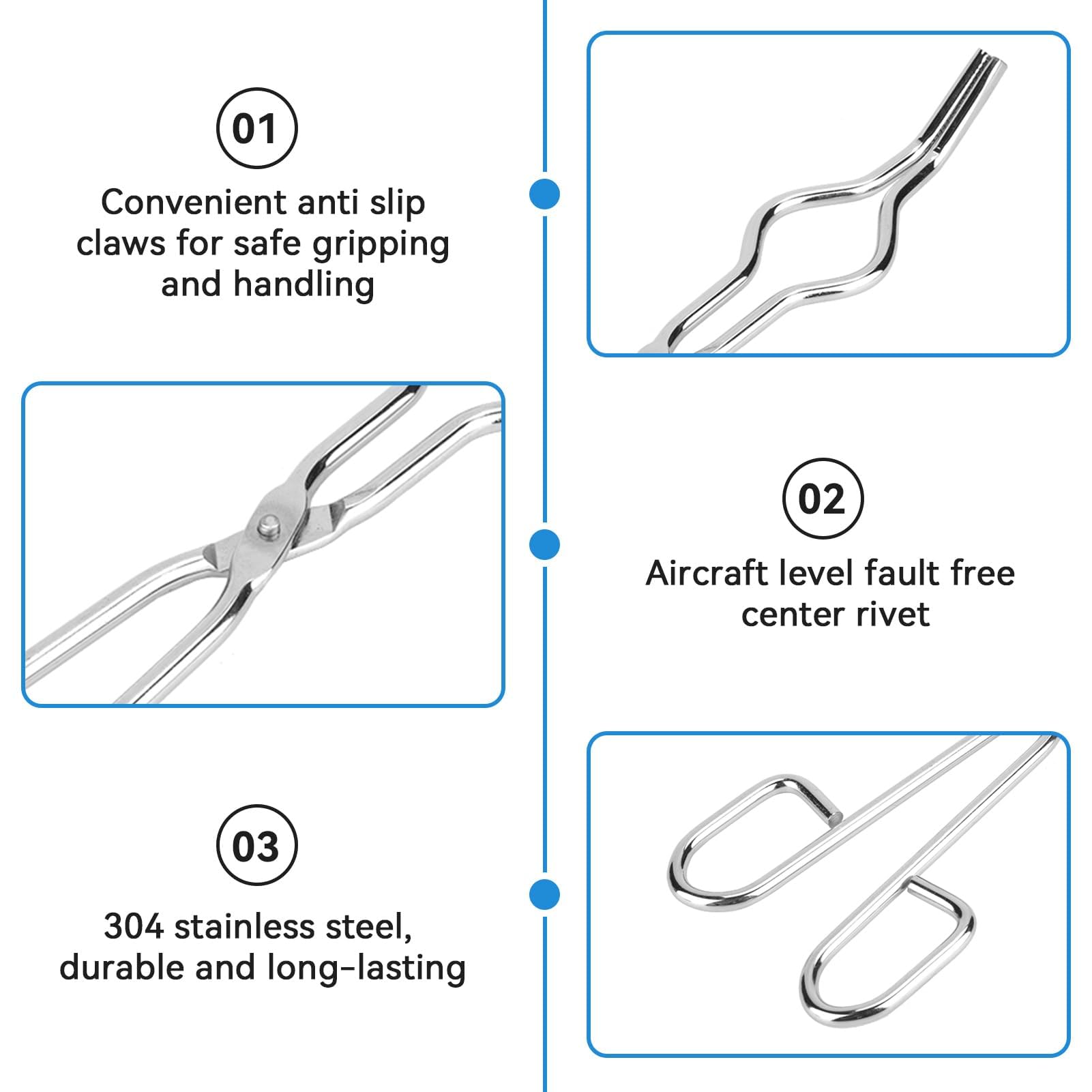 Pinze per crogiolo in acciaio inossidabile per laboratorio, Professionale Crogiolo Forcipe Morsetto Becher Pinze portapinze(250mm)