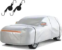 Capa impermeável para carro SUV: Proteção de 6 camadas contra chuva, neve, UV e poeira - Ajuste universal de até 449 cm com porta com zíper e alças à prova de vento para uso ao ar livre, garagem,