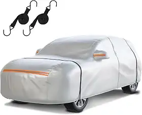 Capa impermeável para carro SUV: Proteção de 6 camadas contra chuva, neve, UV e poeira - Ajuste universal de até 449 cm com porta com zíper e alças à prova de vento para uso ao ar livre, garagem,