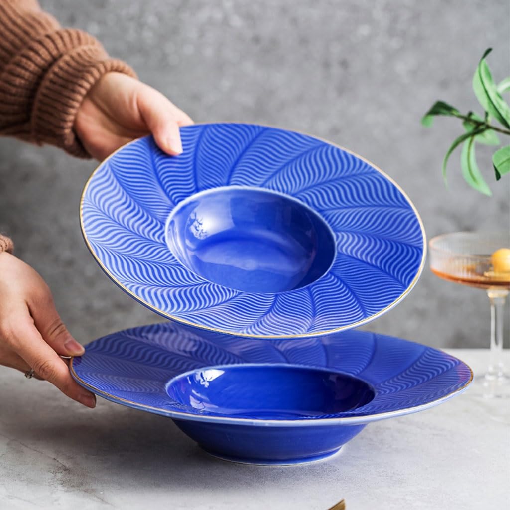 Forniture Per Feste Piatto Piatto fondo grande for uso domestico Piatto fondo francese Stoviglie europee Piatto da pranzo in ceramica for ristorante occidentale Piatti Della Festa (Size : S)