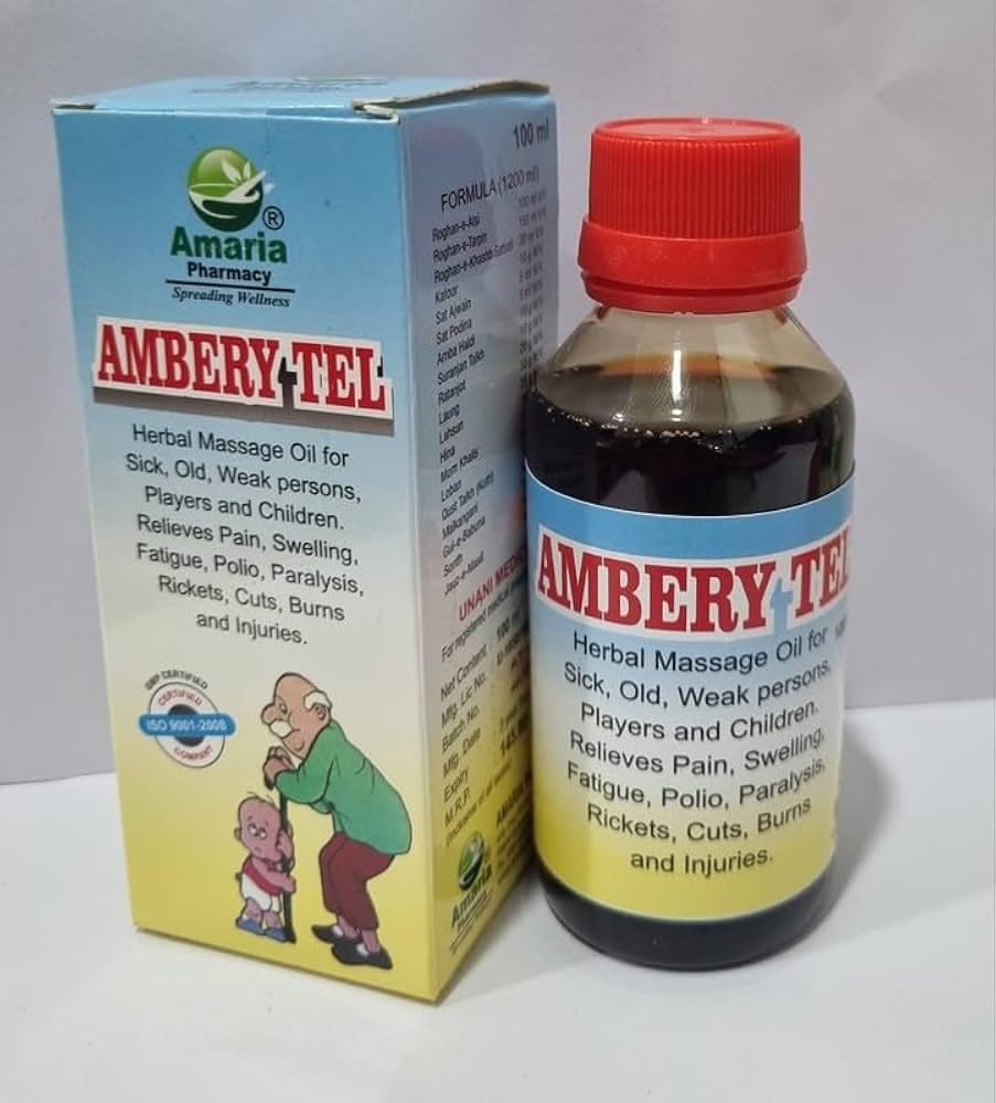 Amaria Pharmacy Ambery tel massage and pain oil for warming relaxing massaging joint and muscles (100ml) Pack Of 2.-image-10