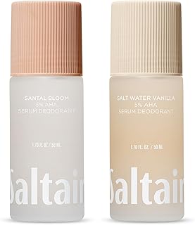 Saltair Serum Deodorant Variety Pack – Santal Coconut: Santal Bloom & Salt Water Vanilla – 5% AHA – Aluminum-Free Odor Control for Women & Men – Mandelic Acid Deodorant – 2x 1.7oz Travel Roll On