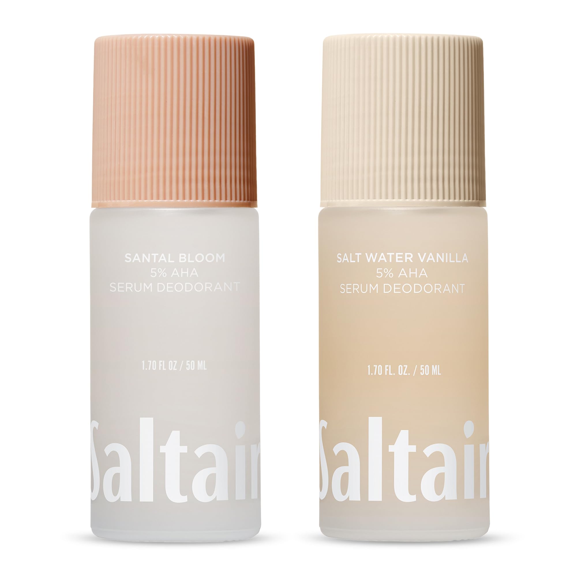 Saltair Serum Deodorant Variety Pack – Santal Coconut: Santal Bloom & Salt Water Vanilla – 5% AHA – Aluminum-Free Odor Control for Women & Men –
