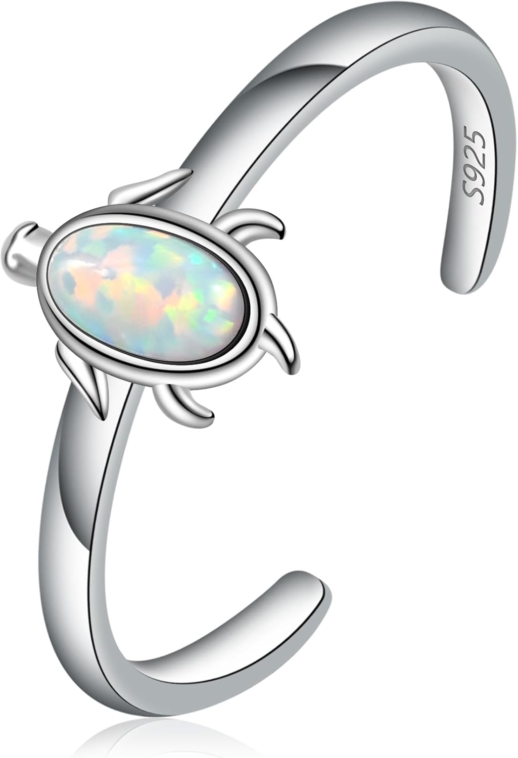 CHIC & ARTSY Women Toe Ring 925 Sterling Silver Animals Toe Ring Dainty Created Opal Toe Ring Adjustable Single Toe Ring for Women Beach Jewelry