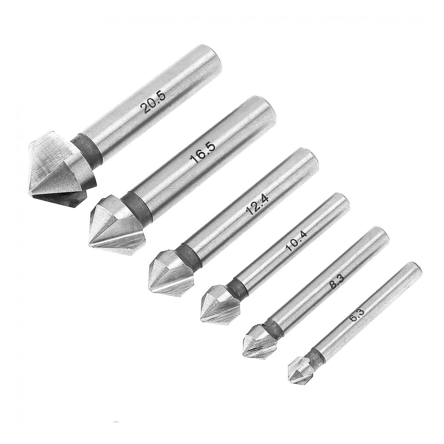 6pcs 3 Edge 90 Degrees Chamfer End Mill Cutter Chamfering HSS Countersink Drill Bit Woodworking Hole Saw Wood Drilling(Silver)