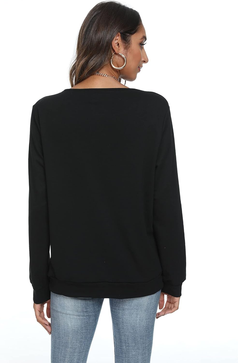 Women's Funny Halloween Pumpkin Face Sweatshirt Slouchy Witch Shirt Long Sleeve Pullover Tops for Thanksgiving Gift - Image 3