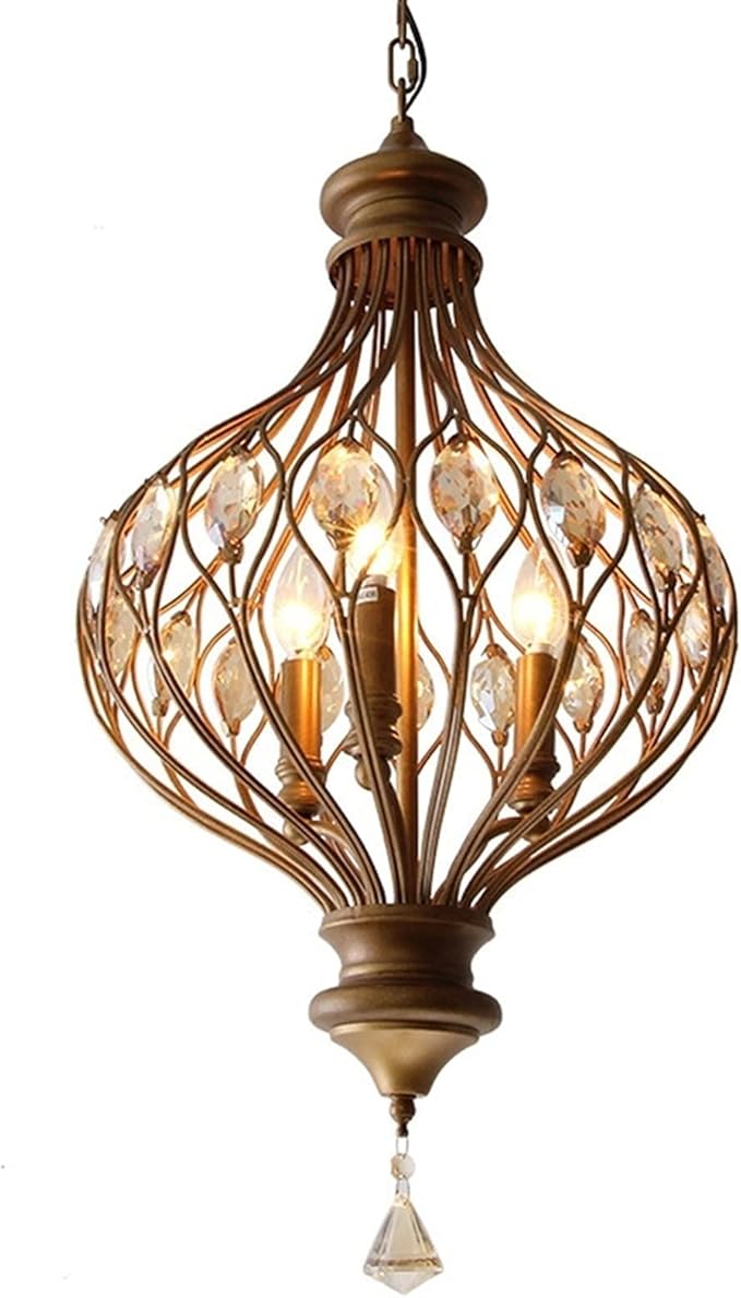 OZZKI Hanglamp Amerikaanse vintage kroonluchter 3-kops LED industriële stijl metalen ijzeren lampen hangende boerderij retro E27 plafondlamp geschikt for bar hotel hote theesalon loft decoratief binne