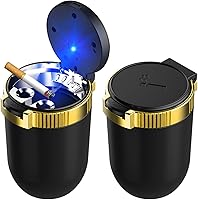Vista 11 de Cenicero para automóvil con tapa, cenicero automático de acero inoxidable desmontable sin humo, mini bote de basura portátil para vehículo con luz
