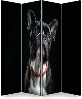4 Panel Room Divider Screen Portrait Pure Breed Black Closeup Colorful F...