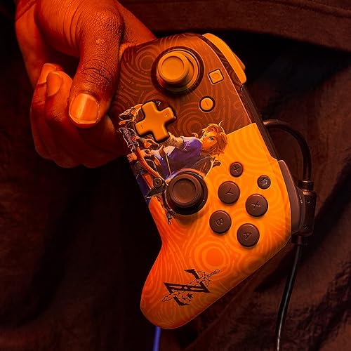 Miniatura 10 de PDP Gaming Faceoff Deluxe+ Wired Switch Pro Controller - Zelda Breath of the Wild - Link - Gold Black - Official Licensed Nintendo - Customizable