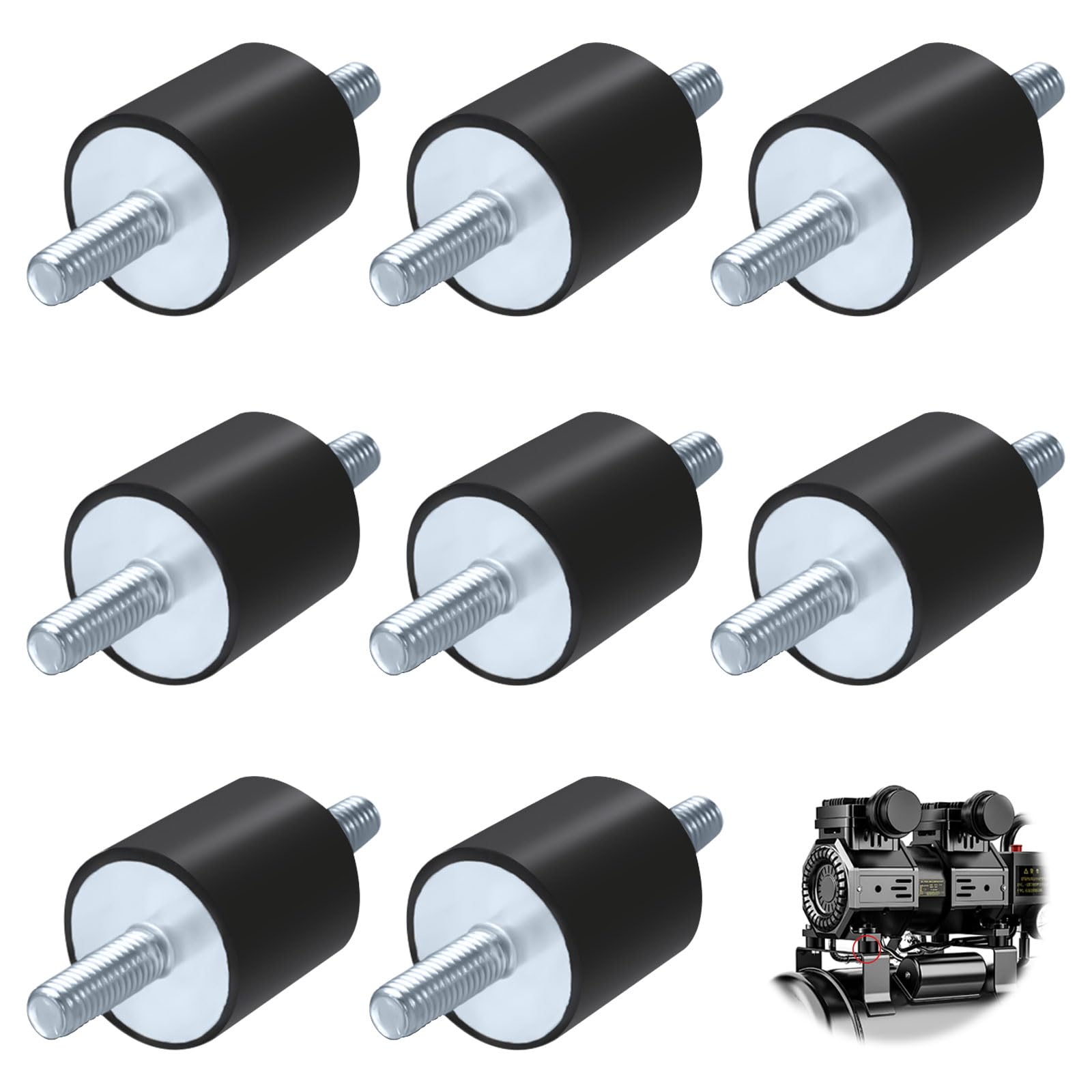 8 Pièces Amortisseur Caoutchouc M8 30 x 30 Amortisseur de Vibrations en Caoutchouc Bloc Silencieux Anti-vibrations pour Pompes à Eau, Compresseurs D'air