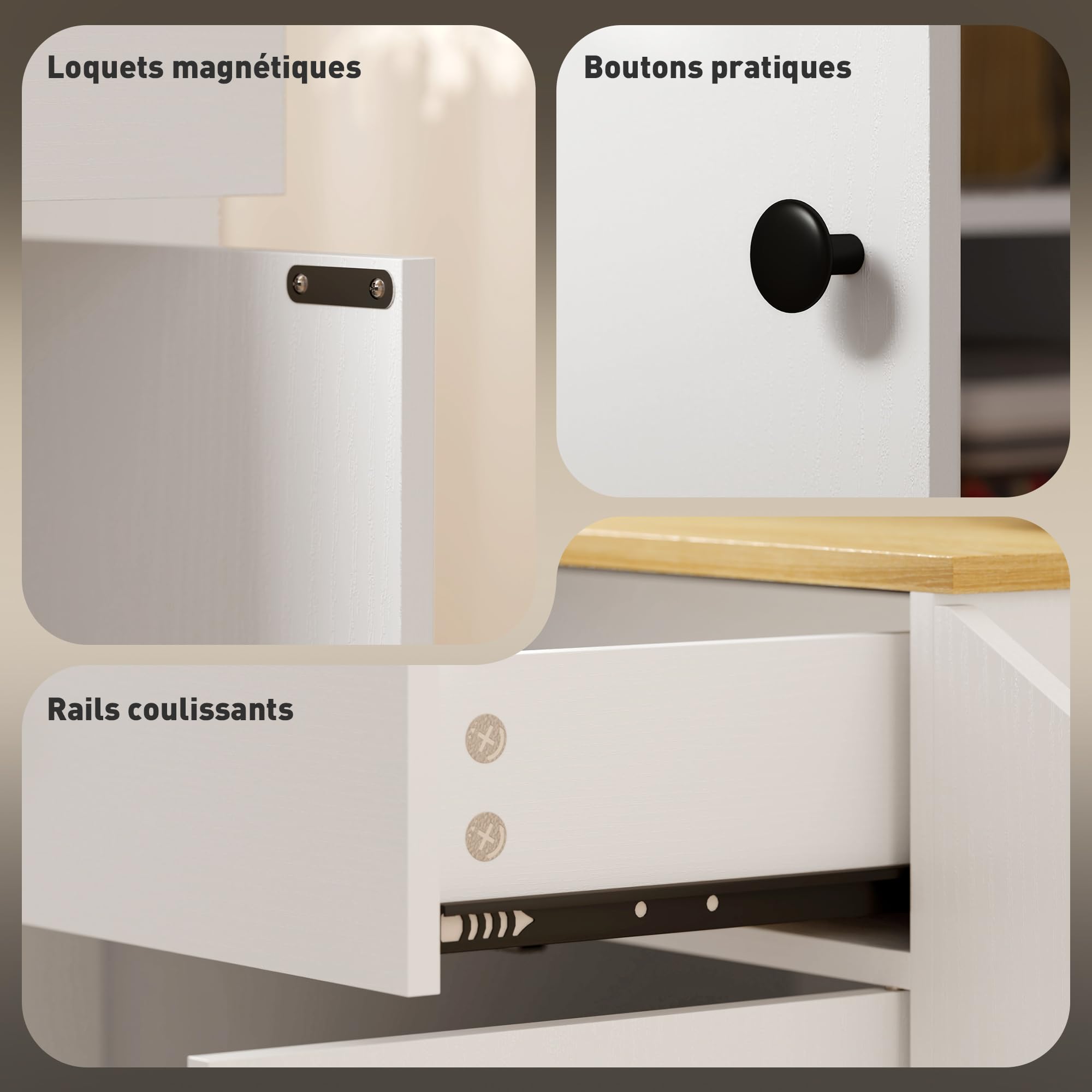 HOMCOM Îlot Central Cuisine Mobile, desserte Cuisine avec tiroir, étagère réglable, Placard à Deux Portes, Barre à Serviettes et étagères à épices pour Salle à Manger, Blanc
