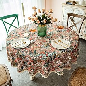 Rond Tafelkleed 180cm Iris Bedrukt Katoenen Linnen Materiaal Vlekbestendig Wasbaar Keuken Eetkamer Tuin Tafelkleed Decor