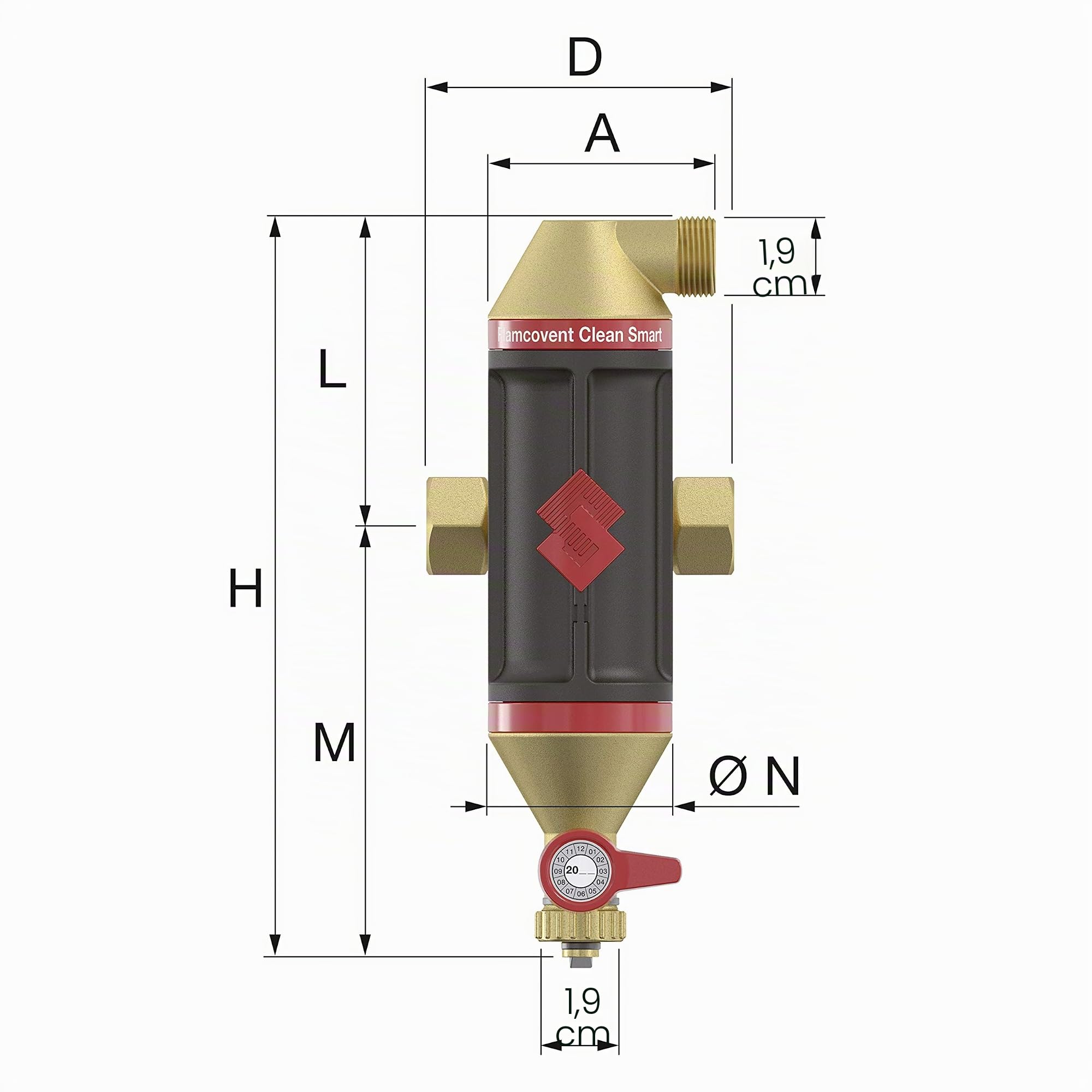 Flamcovent Clean Smart 22mm Luft- und Schlammabscheider mit Magnet für Heizungs- und Kühlungsanlagen - 30042
