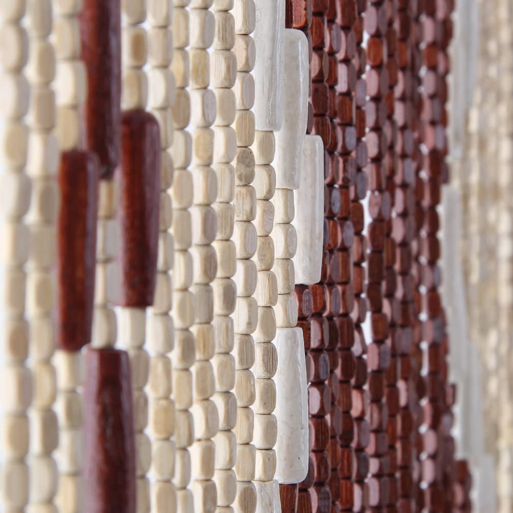 VERDELOOK | Tenda in Legno, 120x240 cm, Fantasia Rombi Chiari, Fili 80, Tenda per Porta, Decorativa Tenda Anti-Insetti