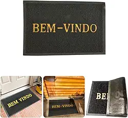 Tapete Bem-Vindo Capacho Emborrachado Antiderrapante Entrada (Preto)