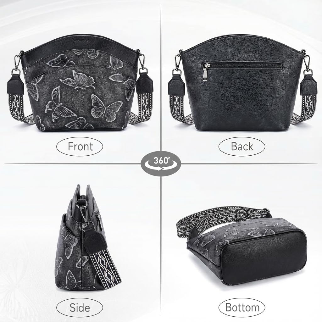 BELTANA Crossbody Purses for Women,Multi Pocket Medium Crossbody Bag,Adjustable Strap Shoulder Bag Butterfly Design | Zipper Pockets, Adjustable Strap, Lightweight, Satchel Bag, Gift for Women - Image 5