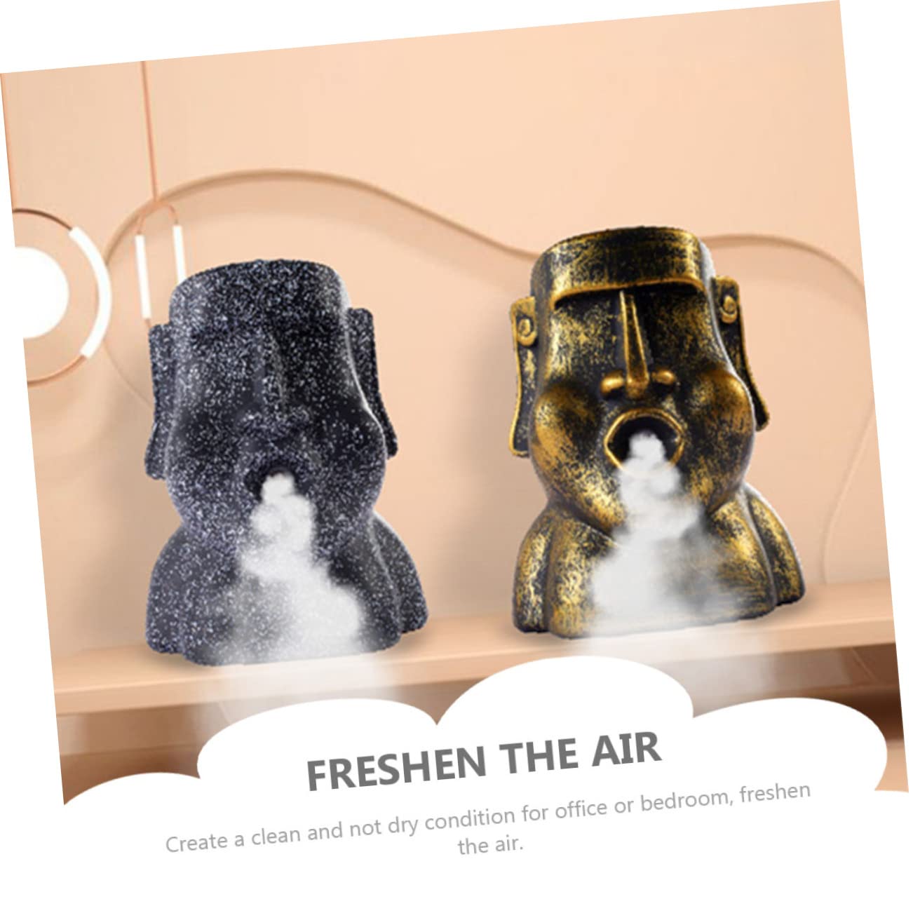 BESTYASH 2 Set Umidificatore e Diffusore Decorativo Moai e Ufficio Design Chic e Capacità Pietra