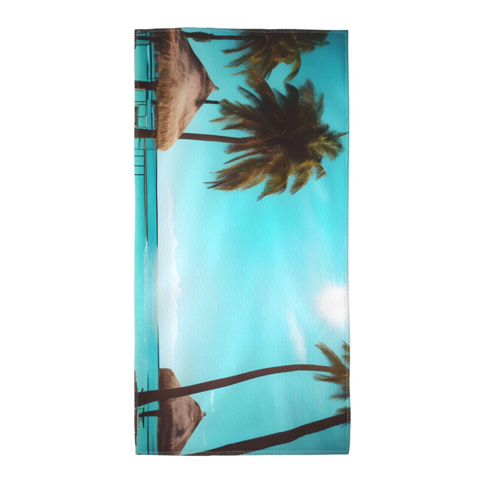 Oazcvbnn Unisex Black Palm Trees And Clear Sea Print Extra Long Beach Towel Soft Comfortable Quick-Dry Gym Hiking Picnics Swimming