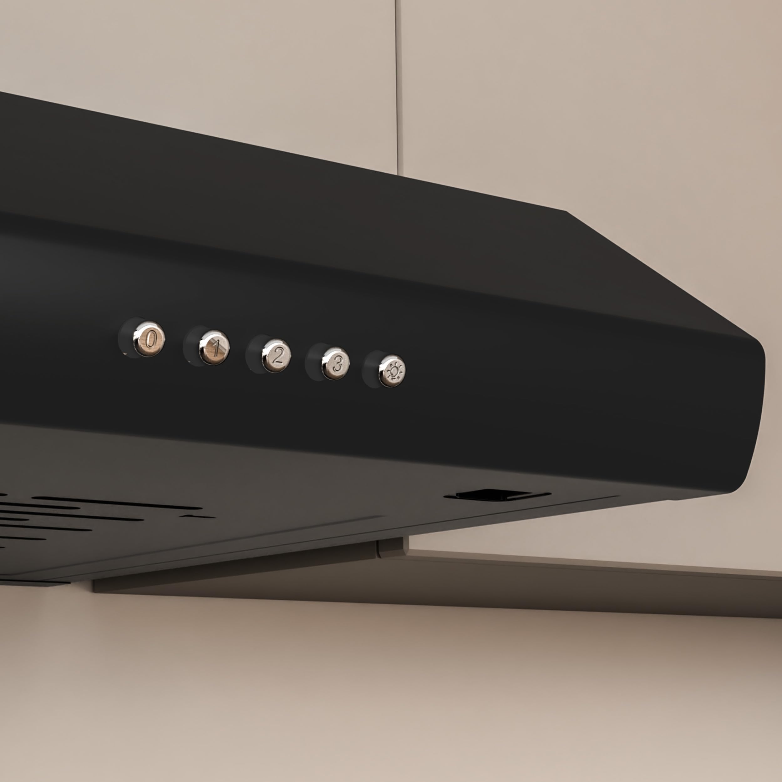 FIREGAS Cappa Aspirante 60 cm, Alta Efficienza, Design Moderno, Luce LED, Risparmio Energetico e Ricircolo,Cappa Cucina,Cappa Aspirante 60 cm Sottopensile,Nero
