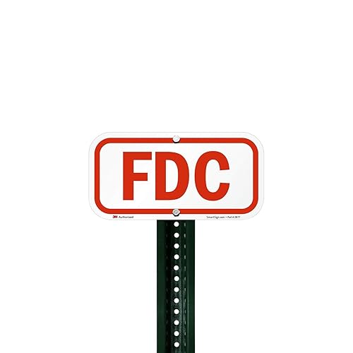 Miniatura 9 de SmartSign Señal FDC de conexión del departamento de bomberos de 6 x 12 pulgadas, 63 mil, aluminio reflectante laminado de grado de ingeniero, rojo y