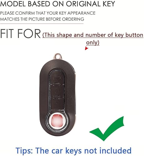 Miniatura 2 de SANRILY Funda luminosa de 3 botones para llavero Fiat 500 500C 500L 500X Abarth sin llave con llavero plateado