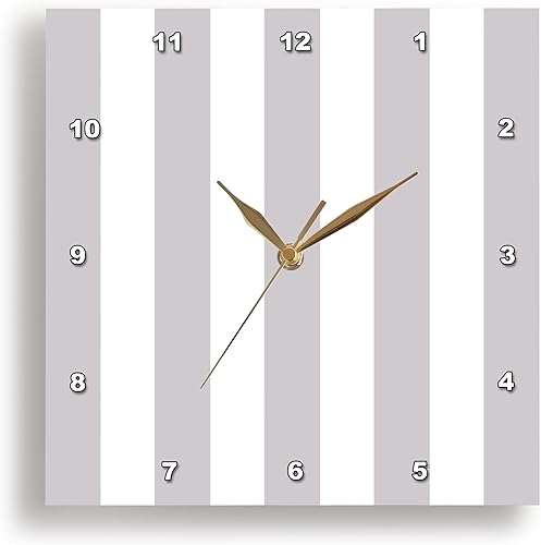 3dRose Wall Clock Silent - 15 inch - Grey and White Stripes Pattern - Gray Vertical Striped Stripy Stripey Retro Traditional Classic - Stripe