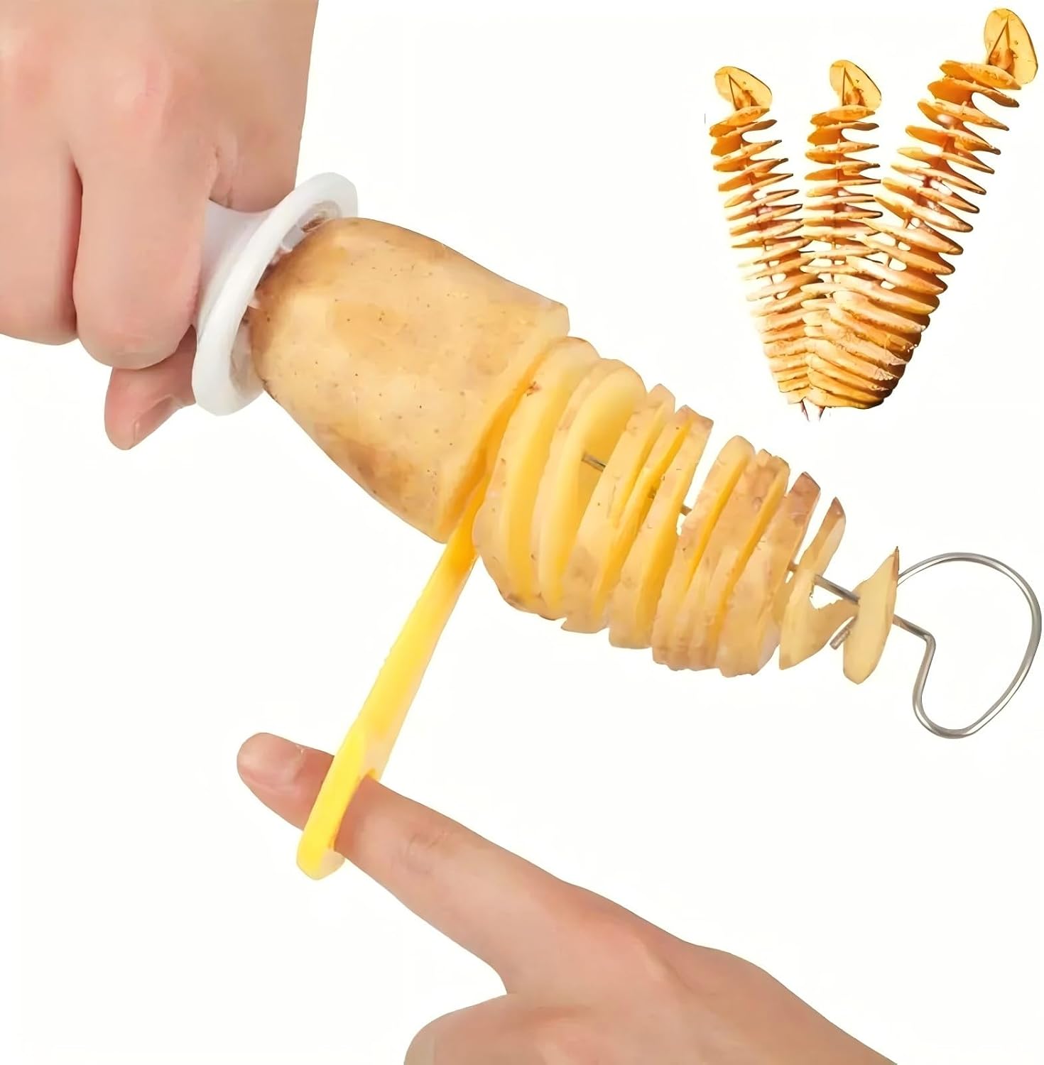 Generic 4 PCS Multifunctional Spiral Potato Slicer. Stainless Steel Manual Tornado Twister Vegetable Cutter for BBQ, Camping Kitchen Tools