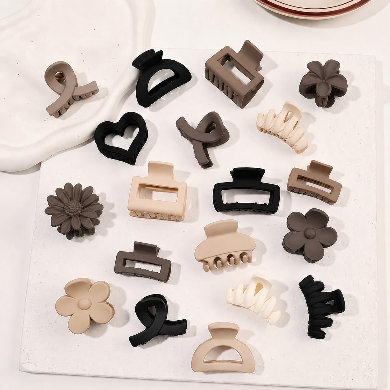 Hair Claw Clips For Women & Girls- Premium Matte Non-Slip Jaw Clips with Strong Hold for Thick & Thin Hair | Ponytail Holder | Neutral Aesthetic Korean Hair Accessories, Multicolor (Small clips 12 pcs)-picture-36