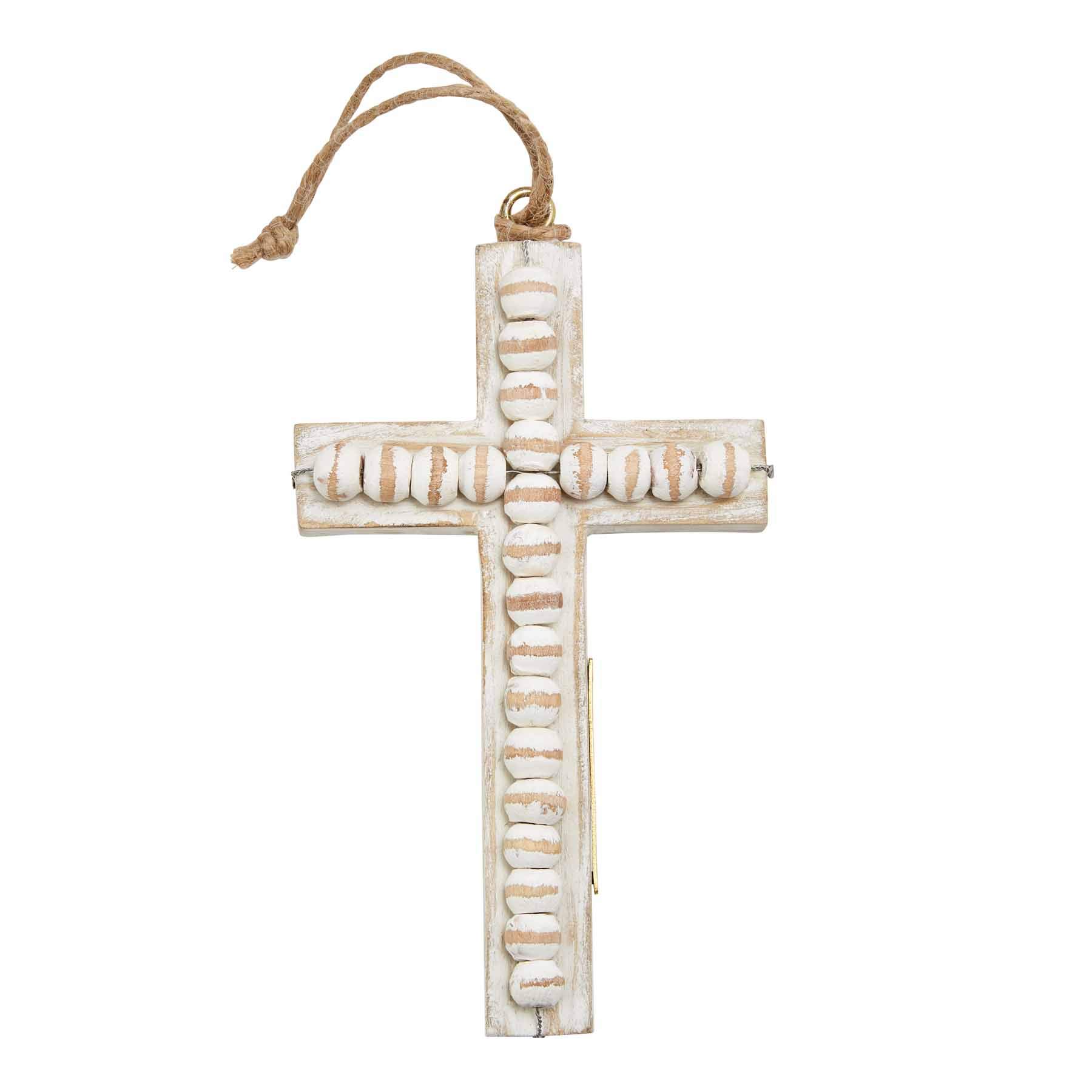 Cross Beaded Plaque Ornament