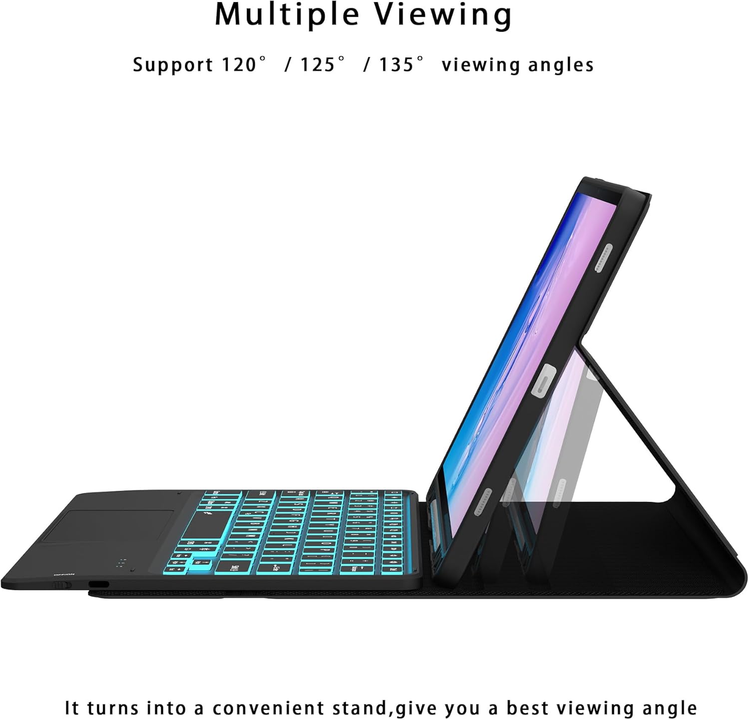 For Samsung Galaxy Tab S9 11 inch/ S9 FE 10.9"/ S10 FE 10.9" Case with Keyboard - 7 Color Backlit Detachable Touchpad Tablet Cover - Tab S10 FE/ S9 11"/S9 FE 2023 Keyboard Case with S Pen Holder Black