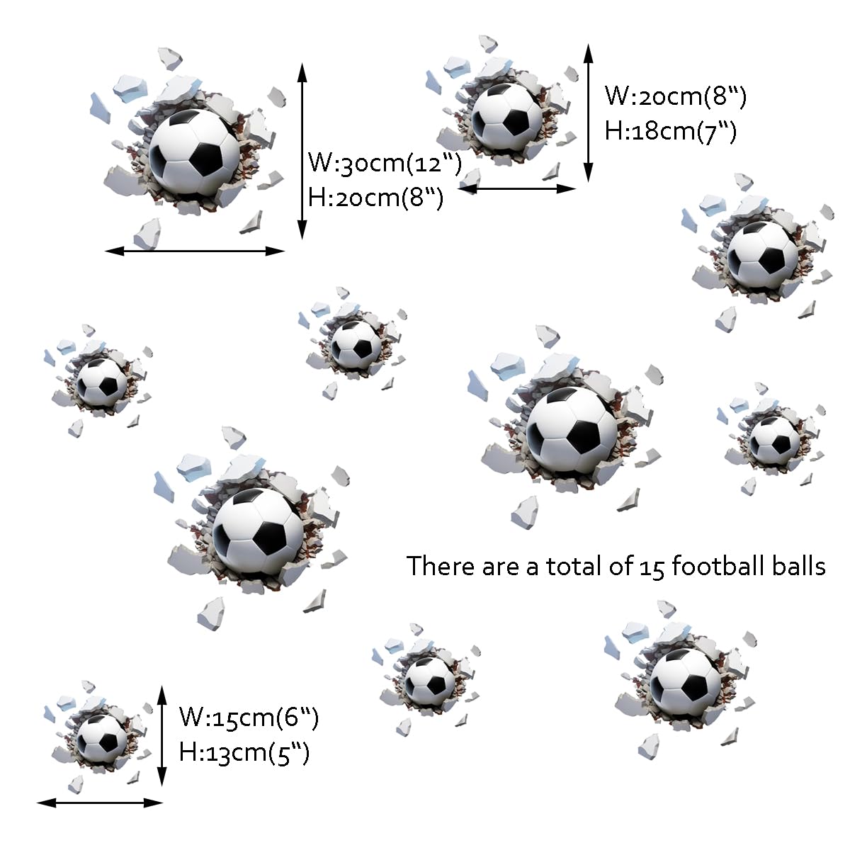 Runtoo 3D Soccer Wall Decal Sports Break Through Wall Stickers Kids Baby Boys Nursery Playroom Classroom Home Decor - Image 4