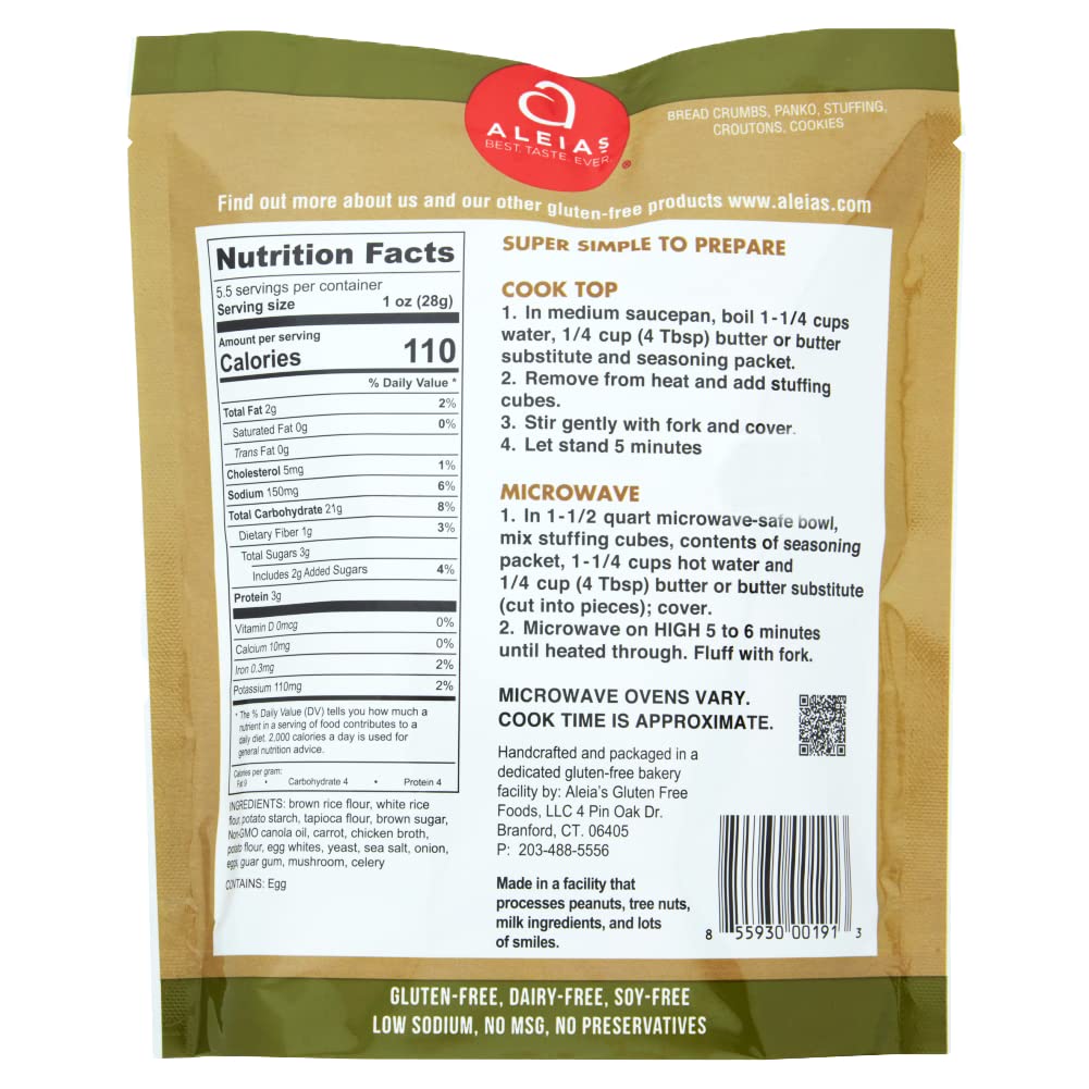 Aleia’s Gluten Free Cook Top Stuffing Mix – Seasoned Poultry, 5.5oz (3 Pack) – Ready in 5 Minutes – Rich, Savory Stuffing for Gluten Free Recipes